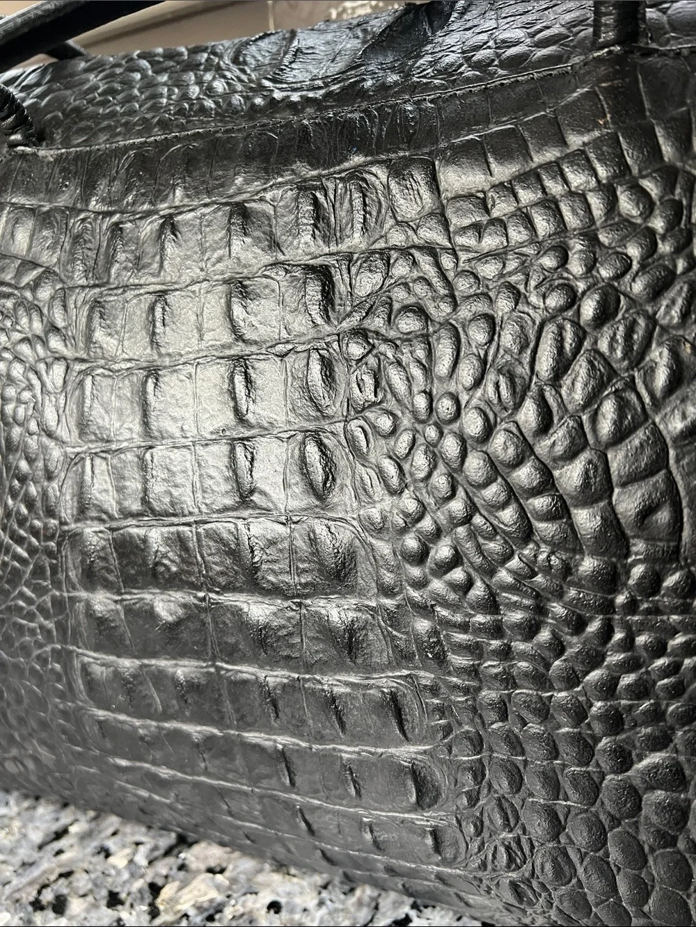 Enrico Coveri Leather Croc Large Zip and Flap Shoulder Tote Bag  Made in Italy